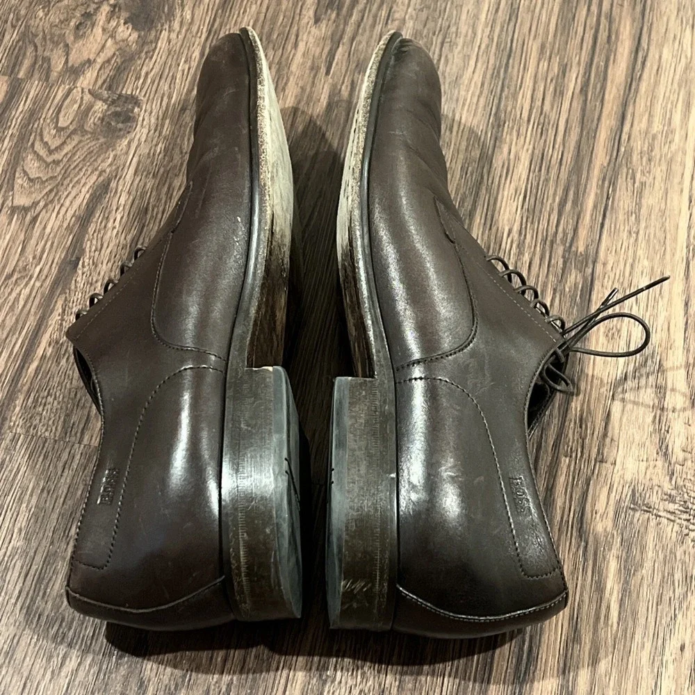 HUGO BOSS Brown Leather Oxford Dress Shoes Men's Size 11 Made In Italy